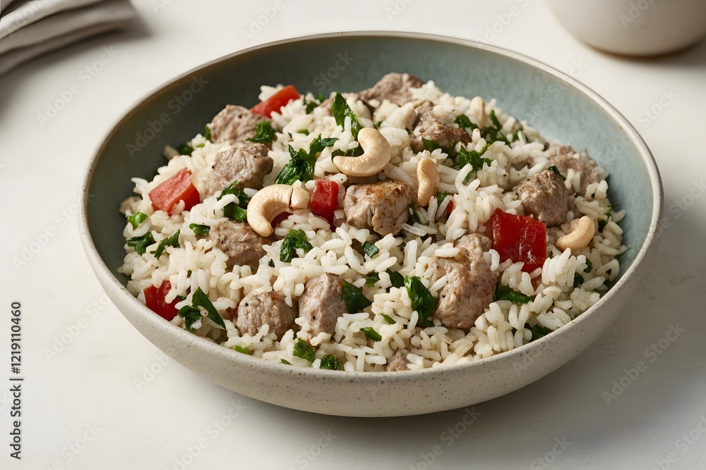 Delicious Cashew Chicken Rice Bowl Recipe, savory rice dish with meat, nuts, and herbs Delicious Cashew Chicken Rice Bowl Recipe, savory rice dish with meat, nuts, and herbs