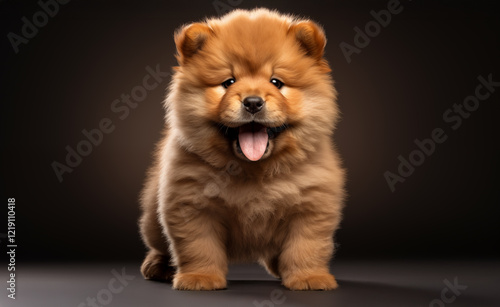 Adorable Chow Chow puppy in close-up, Created with Generative AI technology