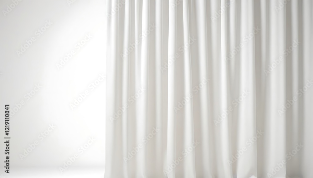 Fototapeta premium blank white curtain on white background, 3d,advertisement, backgrounds, black and white, concepts, curtain, elegance, horizontal, material, merchandise, no people, photography, purity, reflection,45