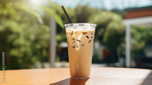 Glass of iced coffee, Created with Generative AI technology