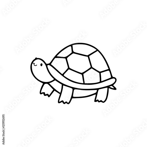 a line art drawing of a turtle in cartoon style