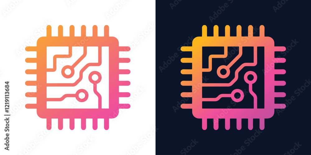 Naklejka premium Artificial Intelligence AI Chip in Human Head. Artificial Intelligence icon with Machine learning, digital skills, generative AI, AI technology, algorithm, virtual intelligence and future