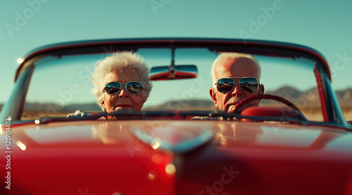 Senior Couple Enjoying a Scenic Road Trip photo