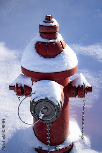 Red fire hydrant in the snow