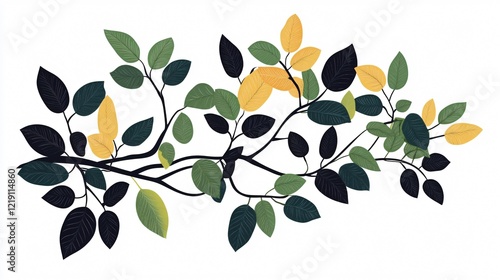 Elegant Silhouette of Tropical Plant with Wide Angle View of Leaves