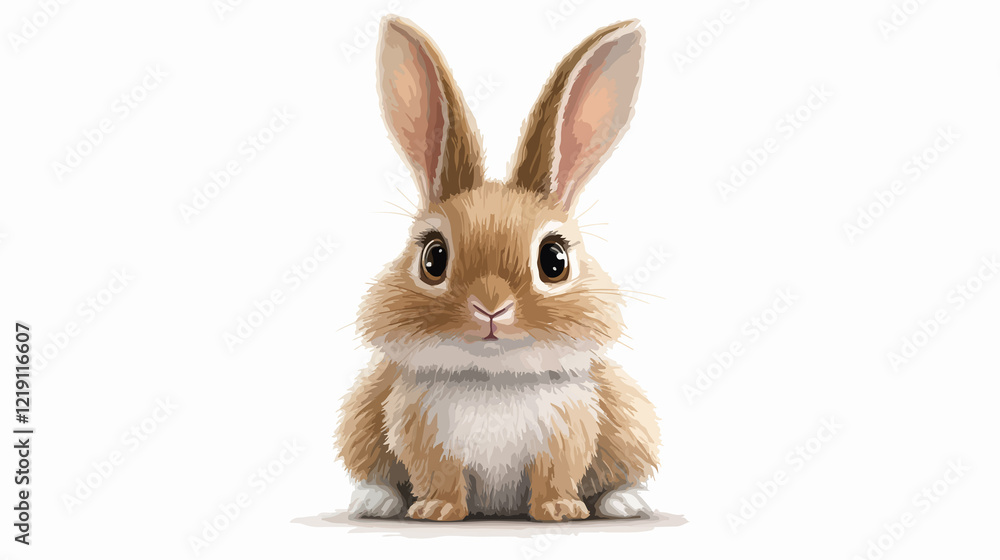 Obraz premium Adorable Cartoon Rabbit in Wide Angle Centered Composition
