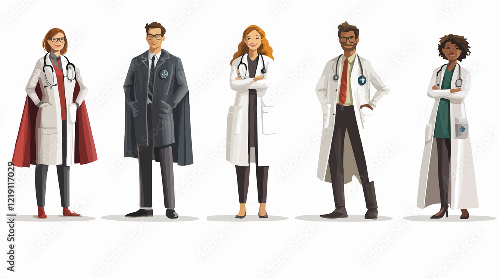 Professional Female and Male Doctors Representing Hero Physicians Professional Female and Male Doctors Representing Hero Physicians