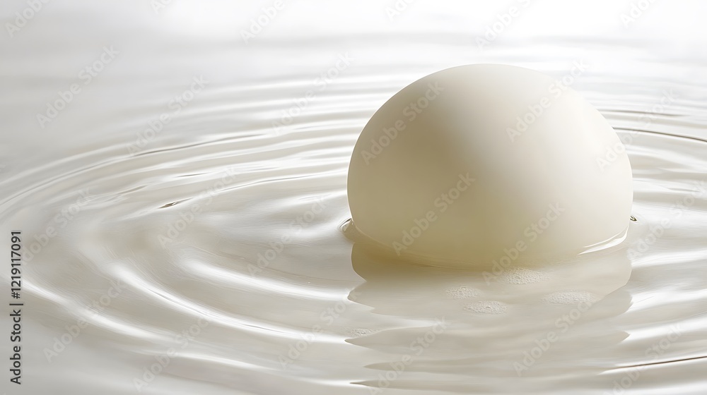 Serene White Sphere Floating on Calm Water Abstract Minimalist Background Serene White Sphere Floating on Calm Water Abstract Minimalist Background