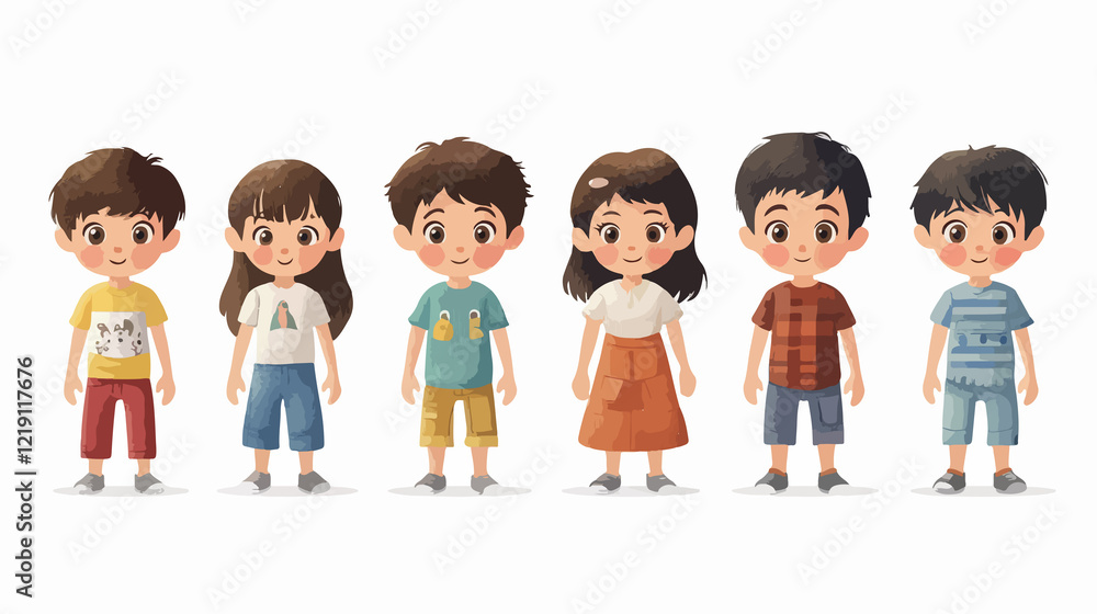 Happy Kids with Trendy Hairstyle Designs Playing Together Happy Kids with Trendy Hairstyle Designs Playing Together