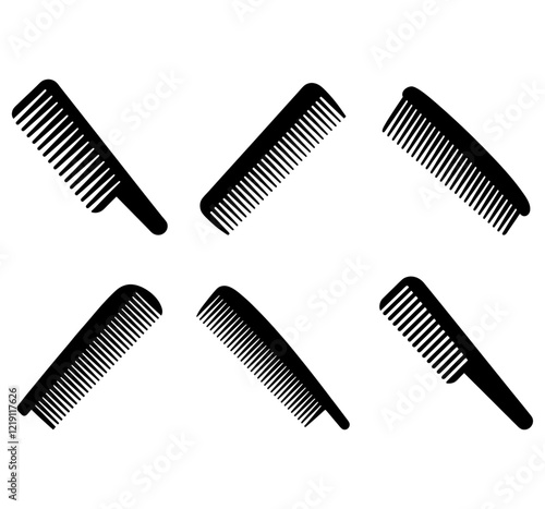 Comb Icon, Barber Symbol, Haircut Logo Silhouette, Hairbrush Sign, Grooming Service Shape, Comb Vector Illustration