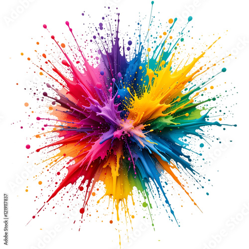 Vibrant Rainbow Paint Explosion Colorful Splashes Dynamic Abstract Background Design Digital Art ink