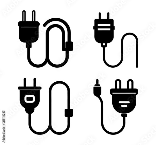 Electric plug vector icon isolated on white background