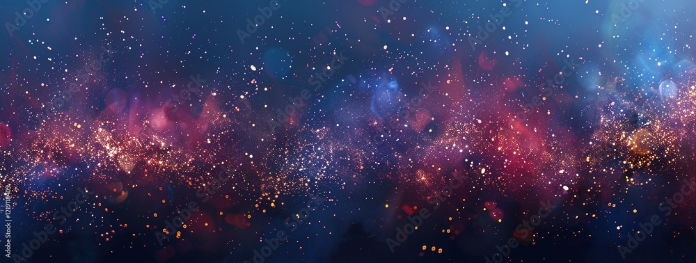 Naklejka premium Cosmic Dreamscape: A vibrant nebula bursts with color and light, creating a breathtaking celestial scene.