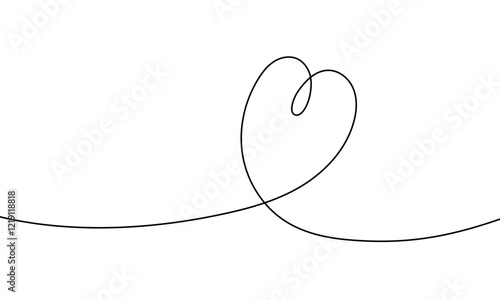 One heart in one continuous line drawing