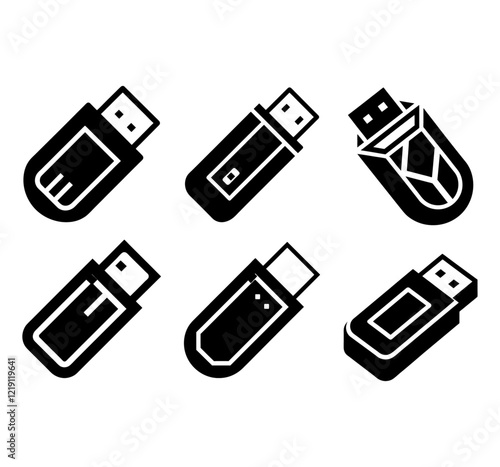 USB Flash Drive, Portable Storage Solid Flat Vector Icon Isolated on White Background.