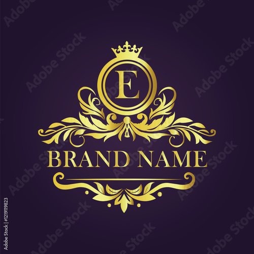 Luxury Gold Monogram Logo - Letter E