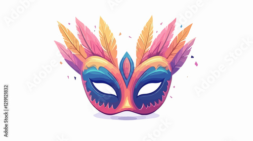 Wallpaper Mural Vibrant Party Mask Decoration Icon Isolated on White Background in Wide Angle Center View Torontodigital.ca