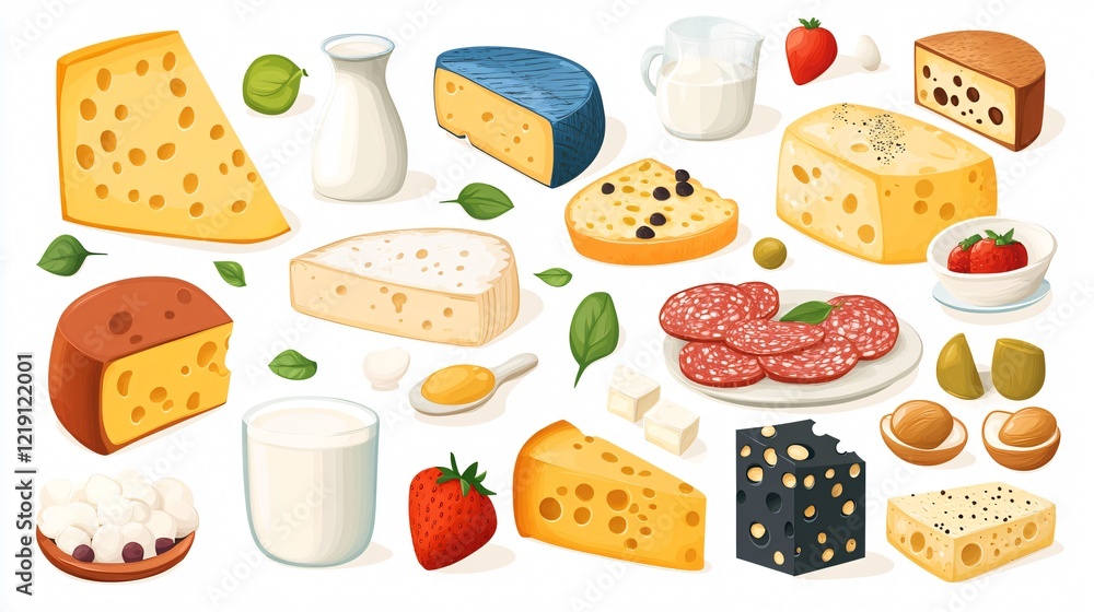 Cheese and Milk Products Background, Dairy White Cheese and Milk Products Background, Dairy White