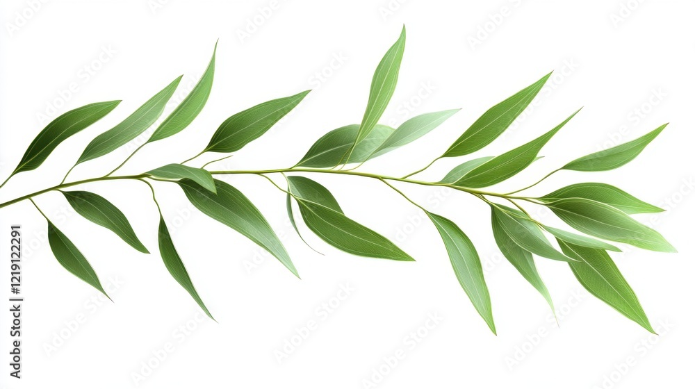 Obraz premium Vibrant Eucalyptus Branch on White Background for Botanical and Organic Designs