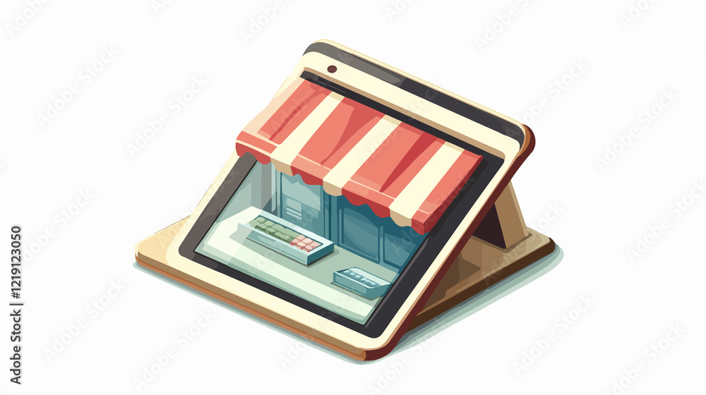Modern Tablet and Store Icon Design Vector Illustration Modern Tablet and Store Icon Design Vector Illustration