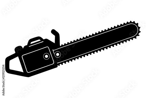 Chainsaw silhouette vector, Lumberjack icon, Chainsaw black icon vector illustration