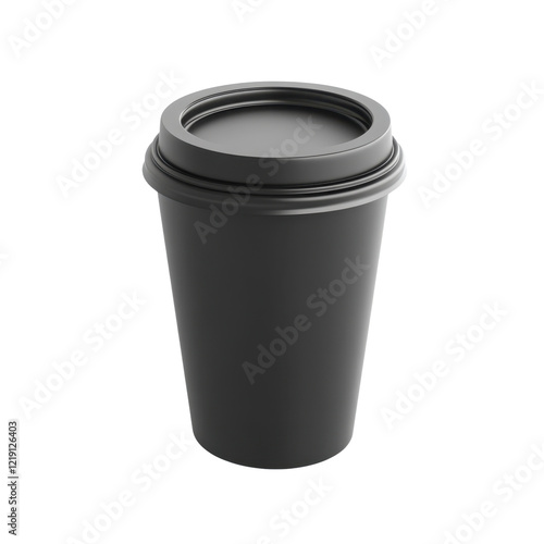 Sleek Black Disposable Coffee Cup with Lid Perfect for Serving Hot Beverages in Cafes, Offices, or On-the-Go Situations for a Modern Aesthetic