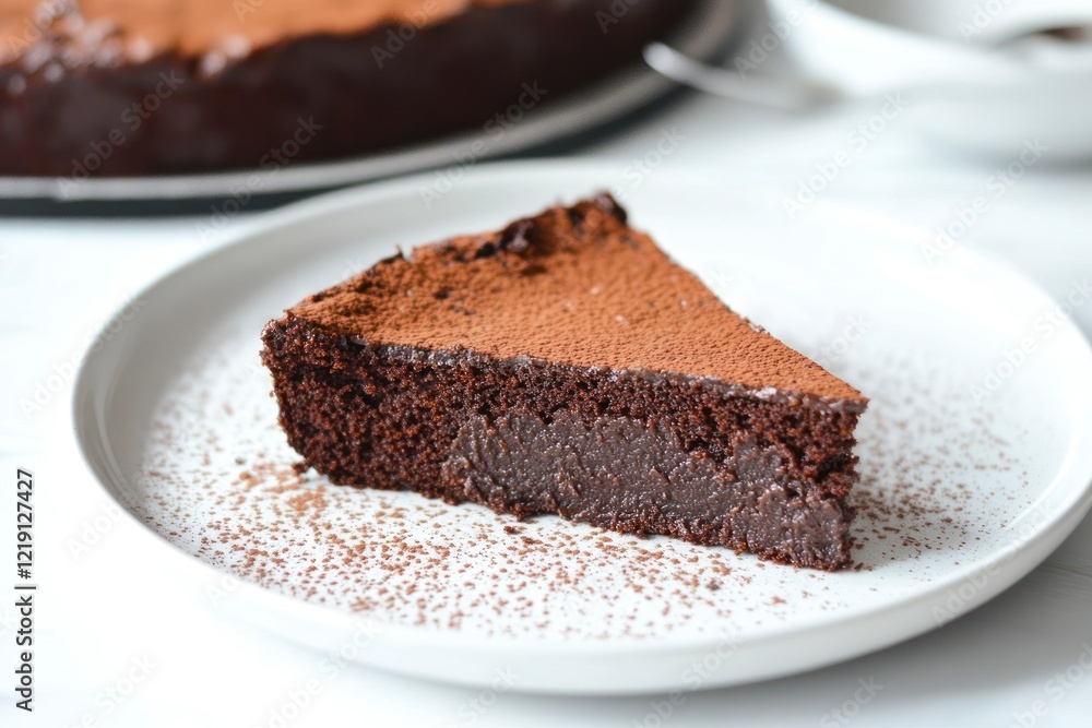 a slice of chocolate cake on a white plate, isolated on a white background with a clipping path. a slice of chocolate cake on a white plate, isolated on a white background with a clipping path.
