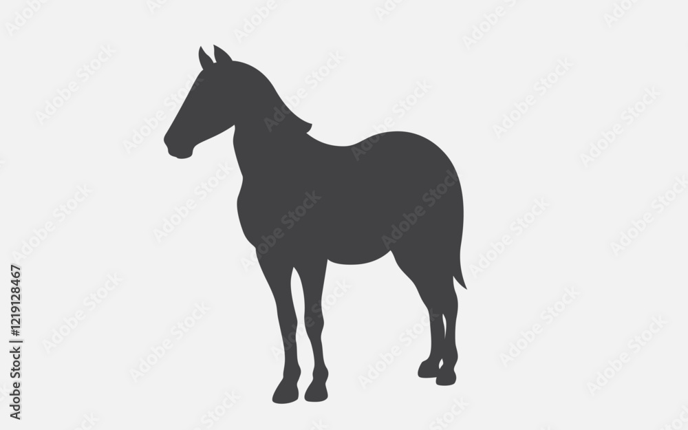 Horse silhouette in vector, flat style. Horse silhouette in vector, flat style.