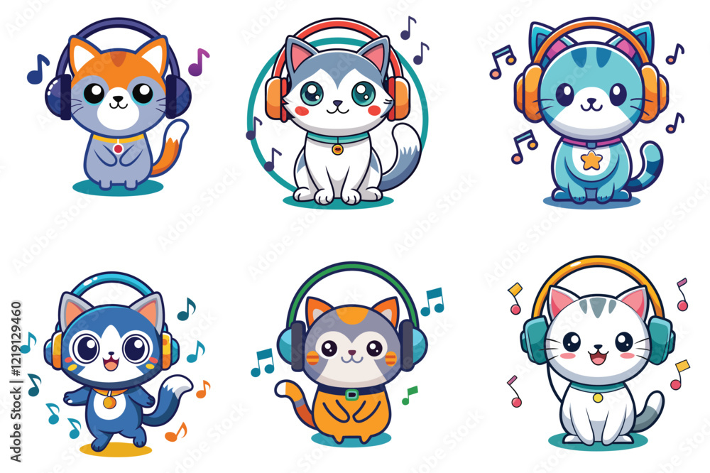 music headphone cute cat vector design music headphone cute cat vector design