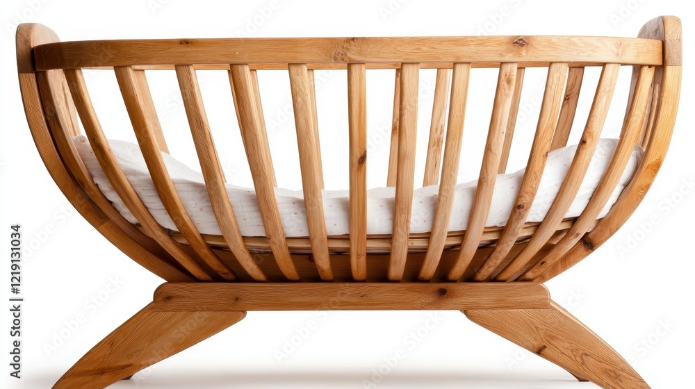 A beautifully crafted wooden crib offers a snug and stylish sleeping space for infants, combining timeless design with comfort, perfect for any modern nursery or child's room.