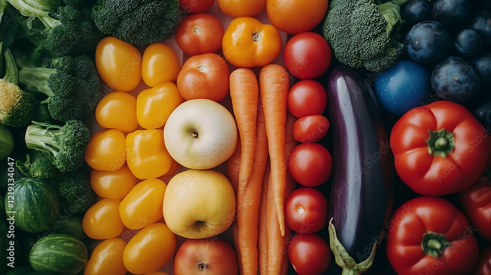 A colorful array of fresh vegetables and fruits A colorful array of fresh vegetables and fruits