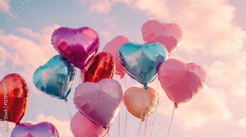 Wallpaper Mural Colorful bunch of balloons floating against a clear blue sky on a sunny day Torontodigital.ca