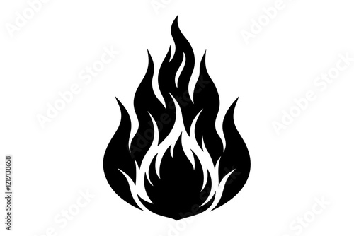 flame and fire black icon silhouette vector, Fire flame icon 