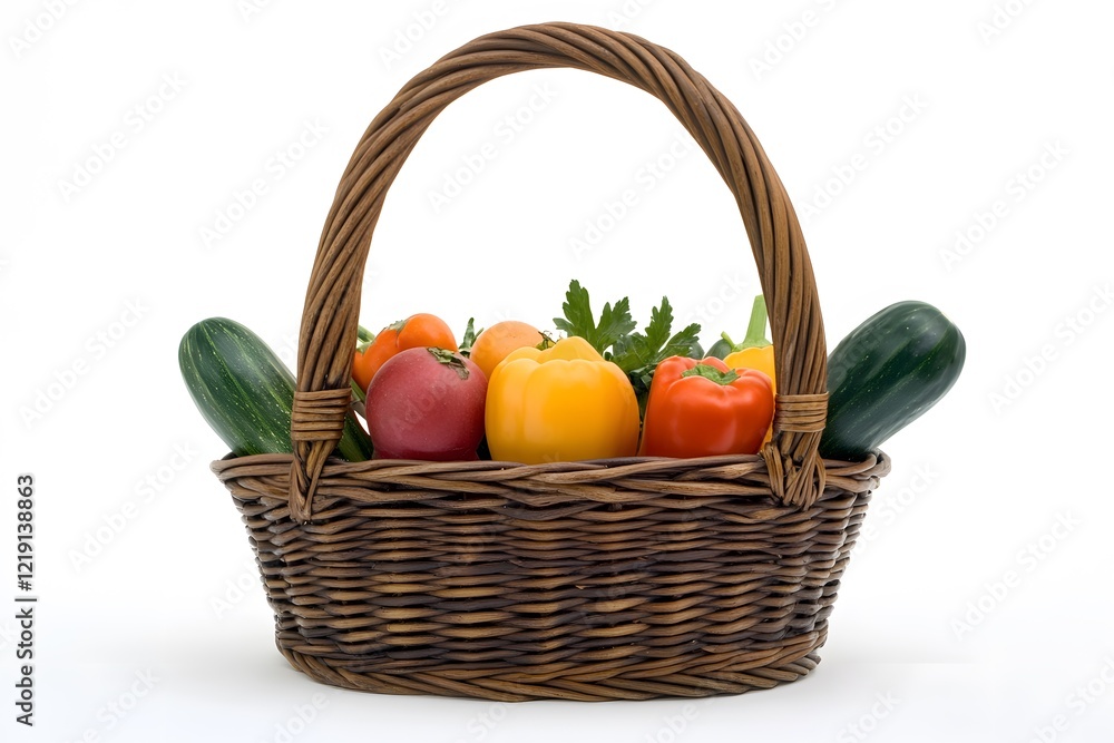 Colorful Vegetables in Rustic Wicker Basket Colorful Vegetables in Rustic Wicker Basket
