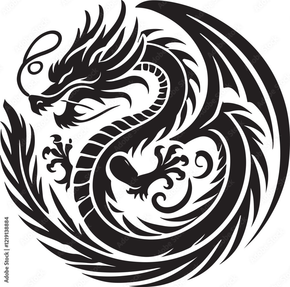 dragon art design silhouette victor style. dragon art design silhouette victor style.