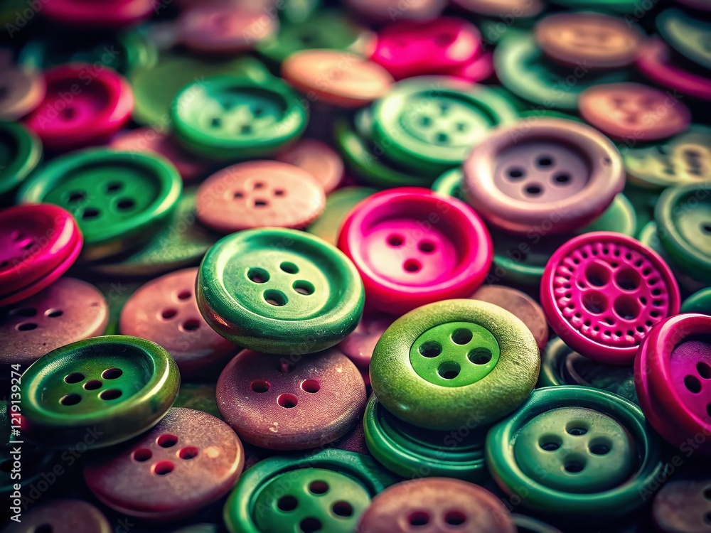 Moody Low Light Photo of Pink and Green Buttons - Vintage Aesthetic Moody Low Light Photo of Pink and Green Buttons - Vintage Aesthetic