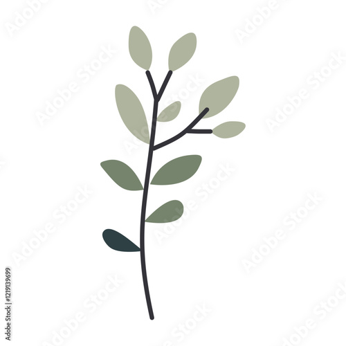 Plant leaf, branch. Icon, vector illustration, graphic design, flat style