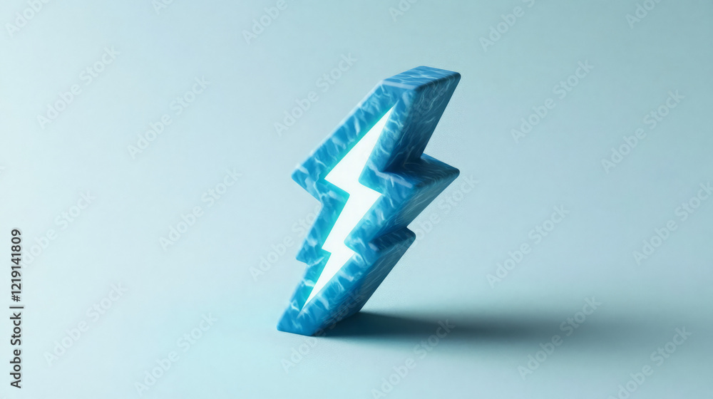 captivating blue water-textured lightning bolt icon on light blue backdrop: a 3d rendered aquatic power symbol with modern digital design that embodies electricity and energy concepts