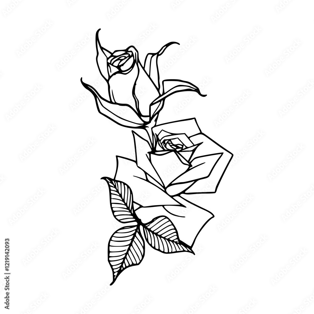 a black and white drawing of a rose a black and white drawing of a rose