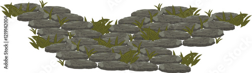 Path stepping stone in the garden, graveyard, yard and out door places. Decoration in cartoon styles. Illustration vector.