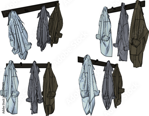 vector illustration design image of clothes rack hanger containing newly worn clothes