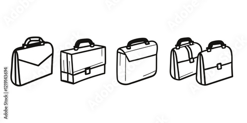 Briefcase line art silhouette with white background