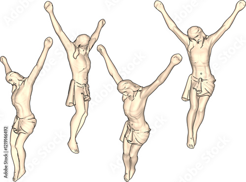 Vector illustration design of decorative ornament of saint statue in crucifixion pose for home decoration