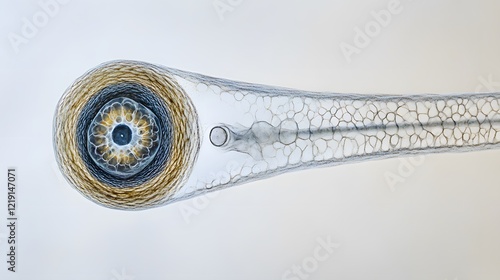 Microscopic Zebrafish Embryo Development Stage, Detailed View of Cellular Structures and Eye Formation photo