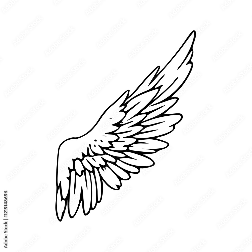 Obraz premium a line art drawing illustration of an angel wing