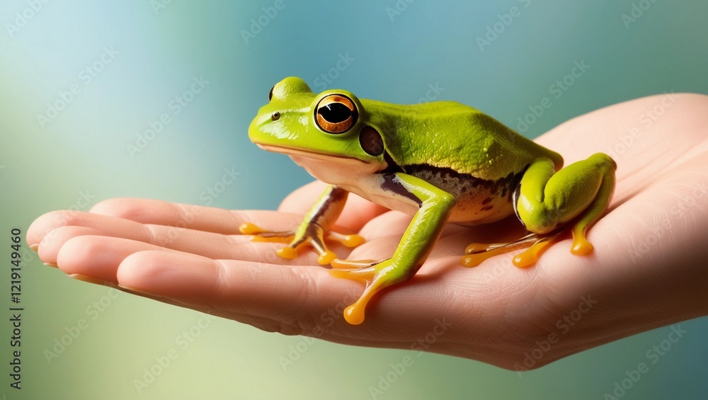 Obraz premium frog in a hand