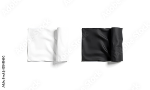 Blaank black and white twisted small towel mockup, isolated. photo