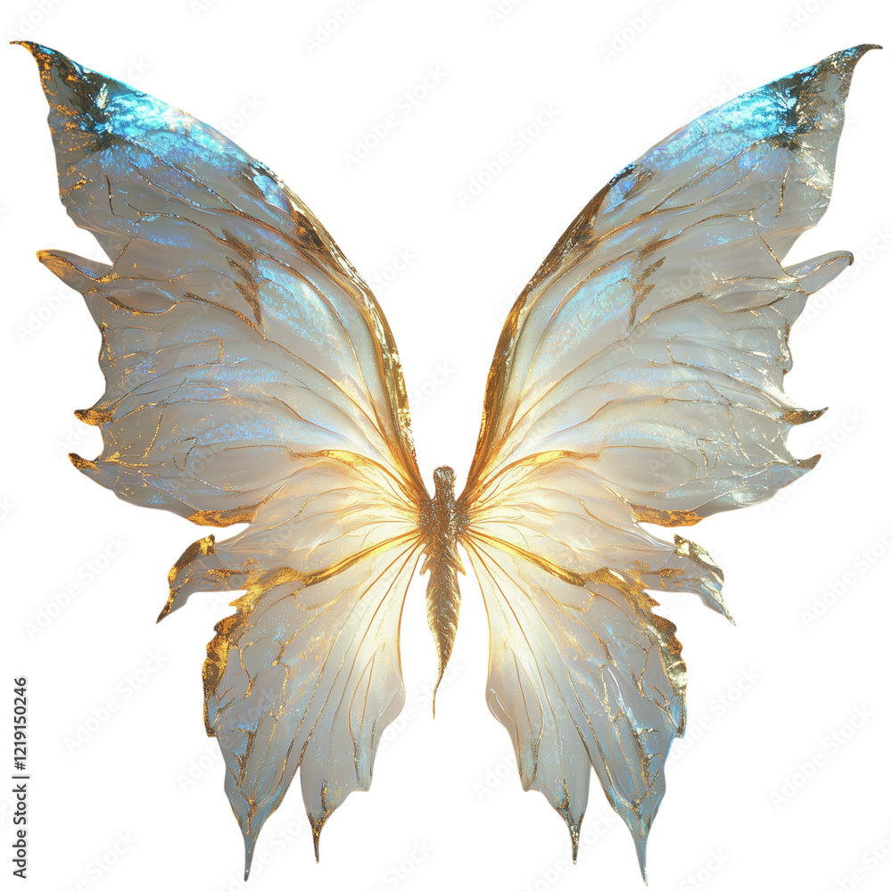 Obraz premium Golden and White Glitter Butterfly Wings