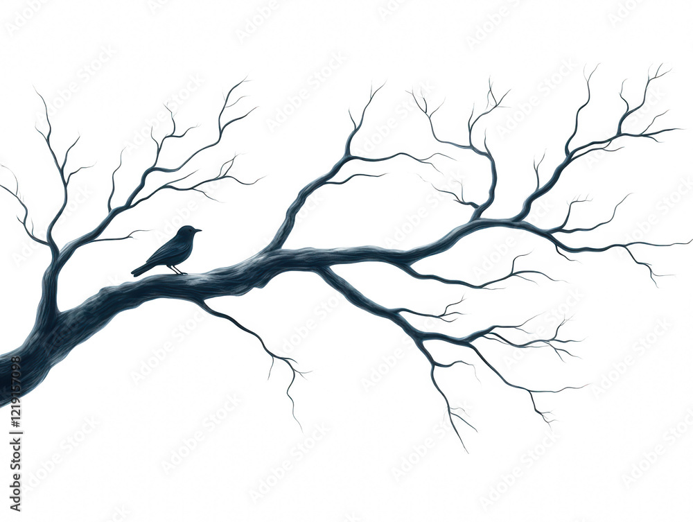 Fototapeta premium Stark beauty, leafless tree branches against a clear sky in winter bare