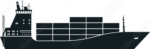 Silhouetting a large container ship transporting goods across the water, illustrating the concepts of global trade, logistics, and maritime transport in a striking way